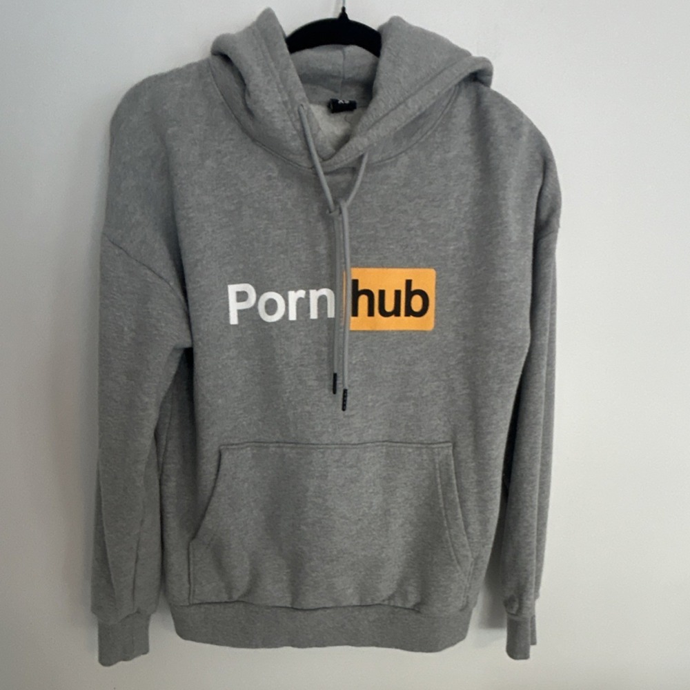 Official Porn Hub Pull Over Hoodie Sweatshirt women's Gray XS 100% Cotton